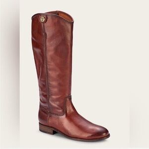Frye Melissa Button 2 Tall Pull On Riding Boots Brown Leather Size 9.5